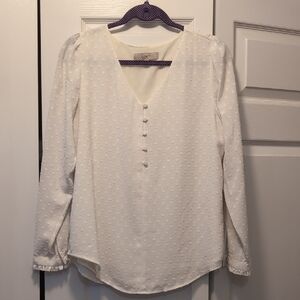 LOFT Textured Polka Dot Blouse